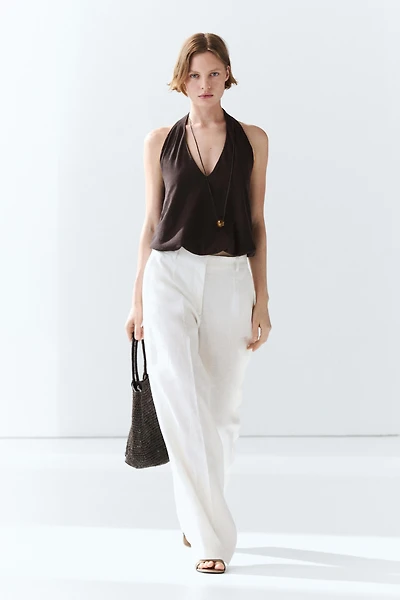 Pantalon 100% lin à pinces