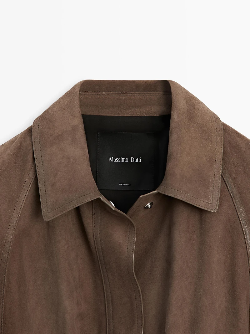 Veste ceinture en cuir effet daim