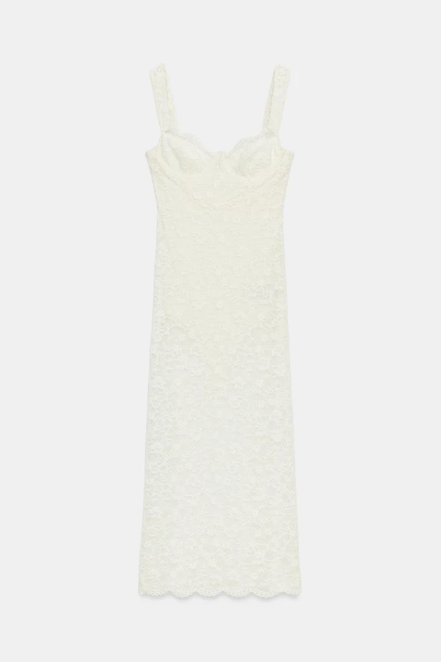 Zara VELVET LACE MIDI DRESS | Place Rosemre