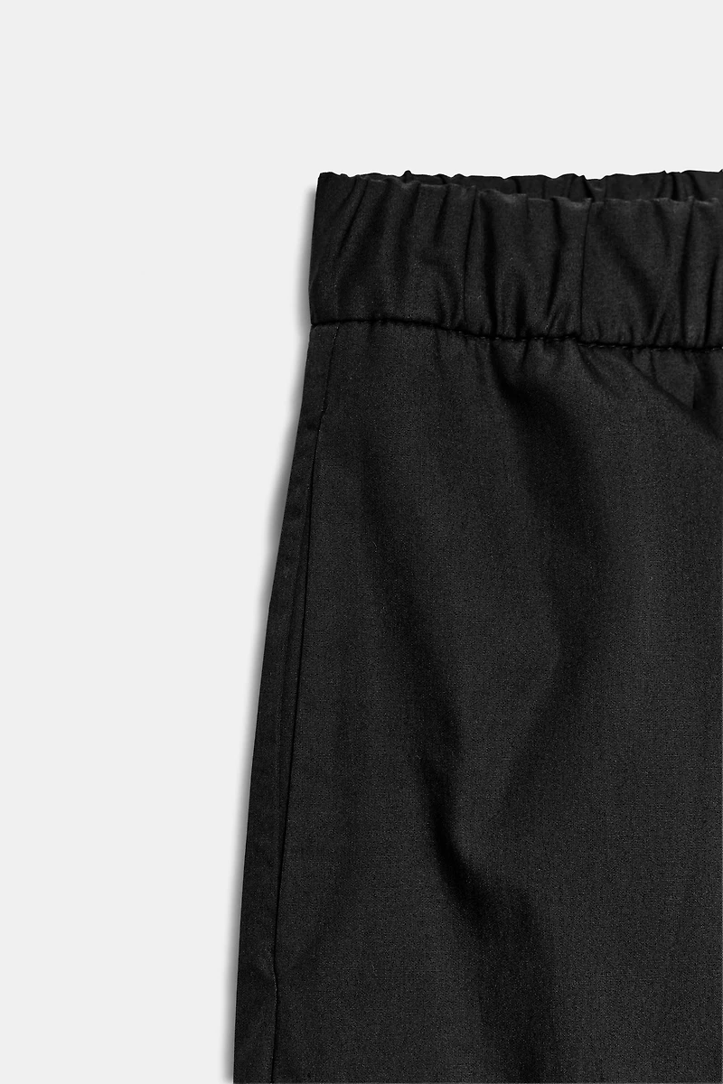 STRIPED POPLIN WIDE LEG PANTS
