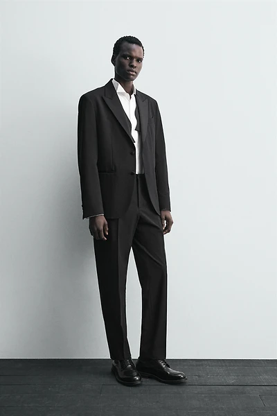 WOOL BLEND TUXEDO SUIT PANTS