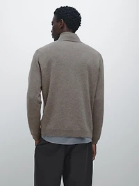 Mock neck knit sweater with zip
