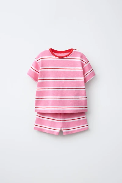 ENSEMBLE T-SHIRT ET BERMUDA À RAYURES