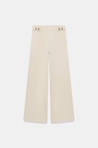 PIQUÉ STRAIGHT LEG PANTS WITH BUTTONS
