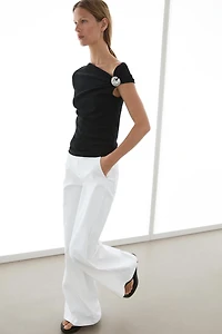Asymmetric top with rhinestone detail