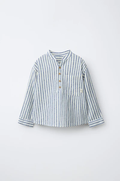 STRIPED LINEN AND COTTON SHIRT