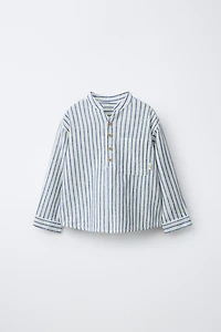 STRIPED LINEN AND COTTON SHIRT