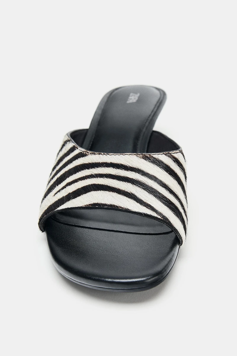 ANIMAL PRINT LEATHER KITTEN MULES