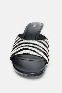 ANIMAL PRINT LEATHER KITTEN MULES