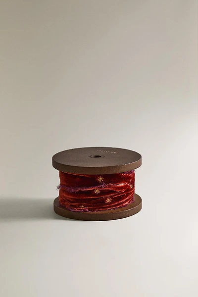 EMBROIDERED VELVET CHRISTMAS GIFT WRAPPING RIBBON
