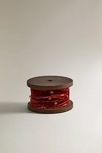 EMBROIDERED VELVET CHRISTMAS GIFT WRAPPING RIBBON