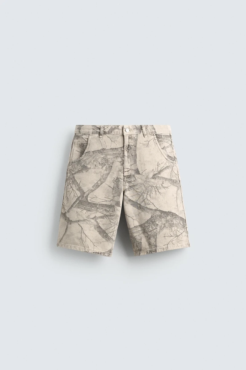TREE PRINT BAGGY FIT SHORTS