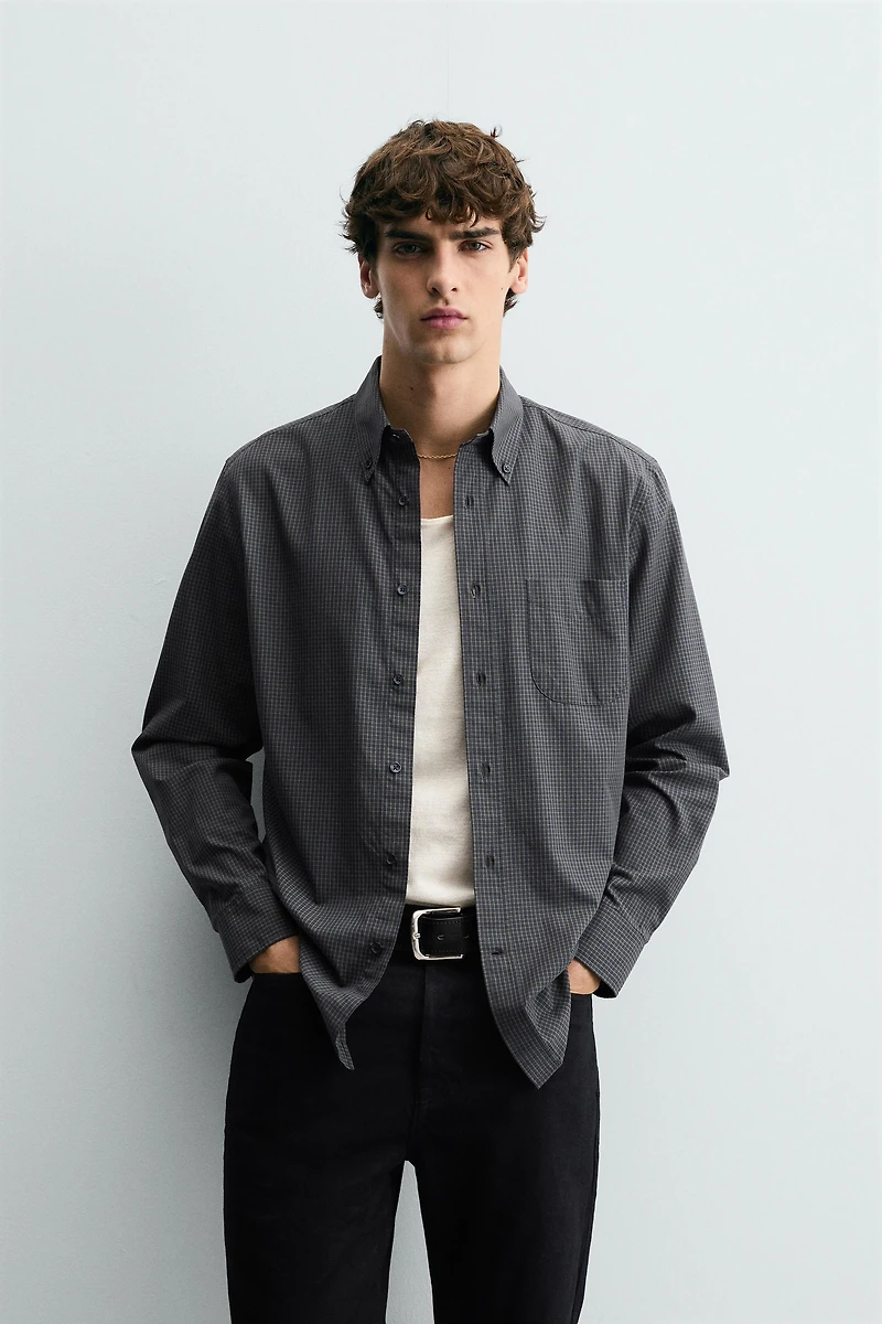 TEXTURED PLAID SHIRT