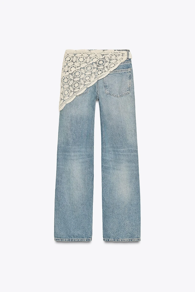 TRF MID-RISE WIDE LEG SCARF JEANS
