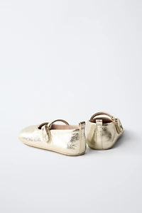 METALLIC LEATHER BALLET FLATS