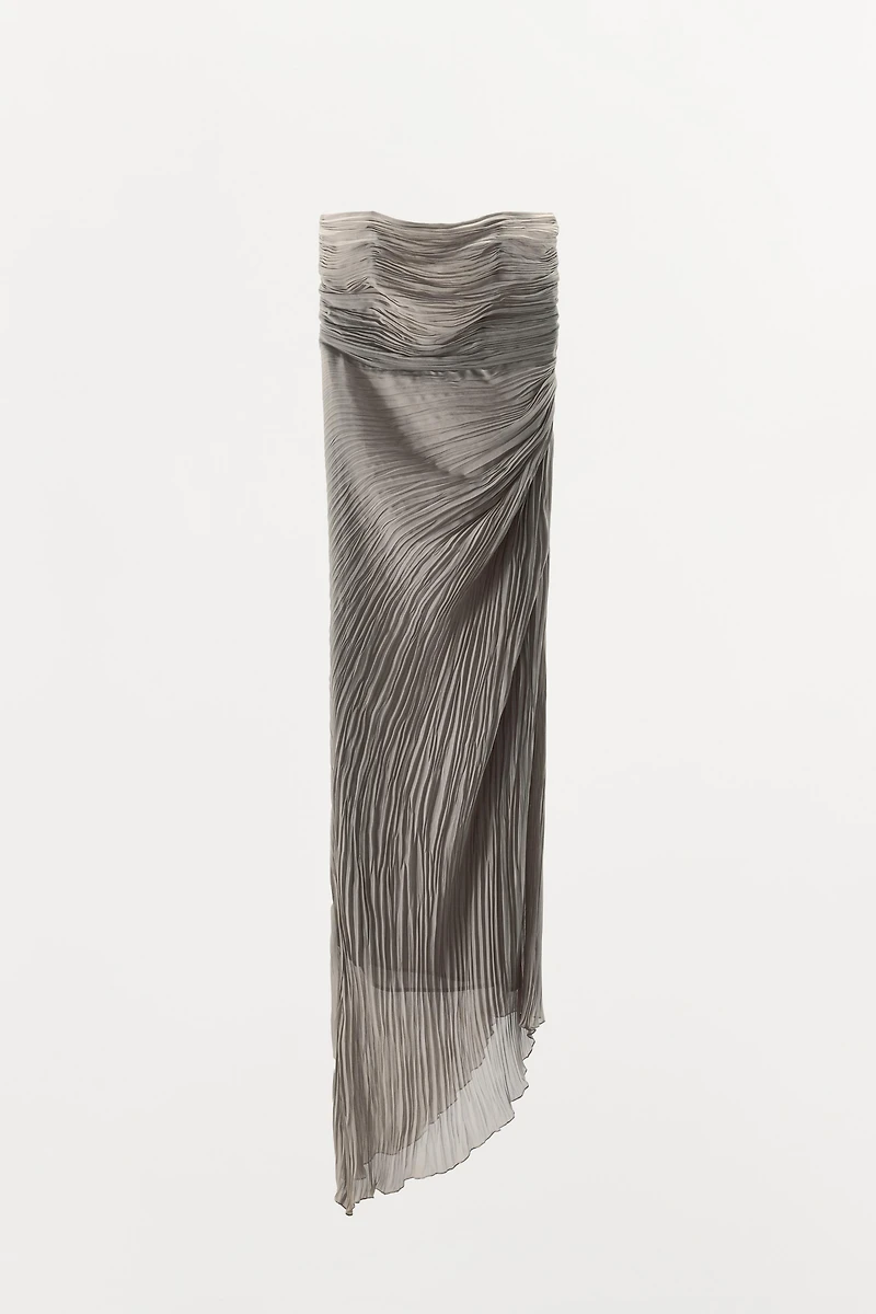 PLEATED STRAPLESS DRESS