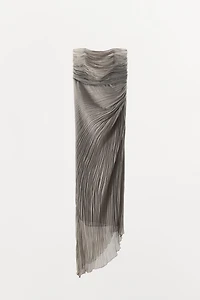 PLEATED STRAPLESS DRESS