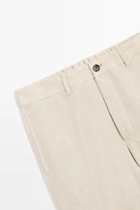 100% Linen Elastic-Waist Pants