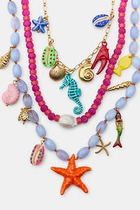 PACK OF 3 MARINE CHARM NECKLACES
