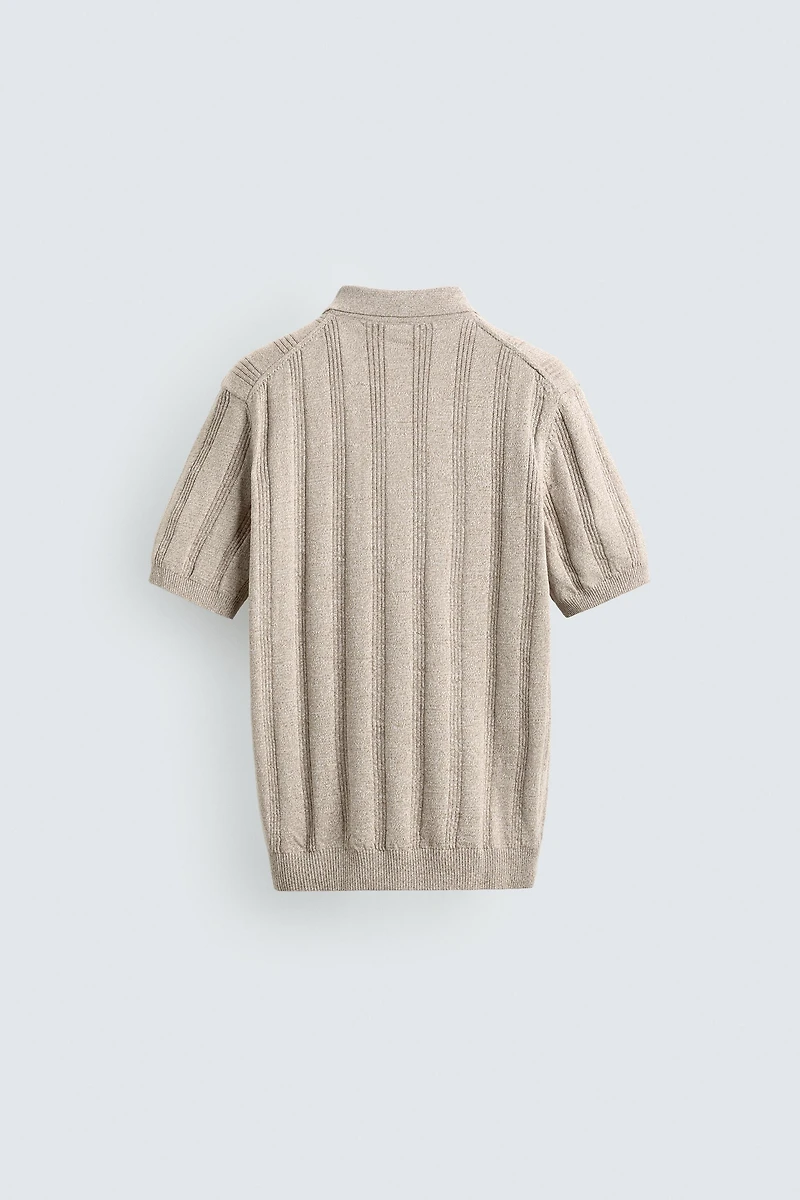 REGULAR FIT KNIT TEXTURED POLO