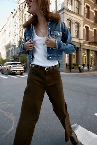 VESTE Z1975 EN JEAN COURTE À REVERS ET EFFET FOURRURE