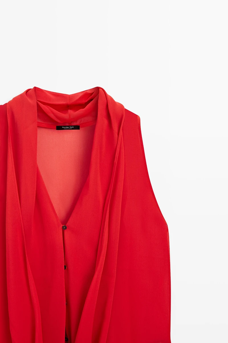 Top semi-transparent 100 % soie