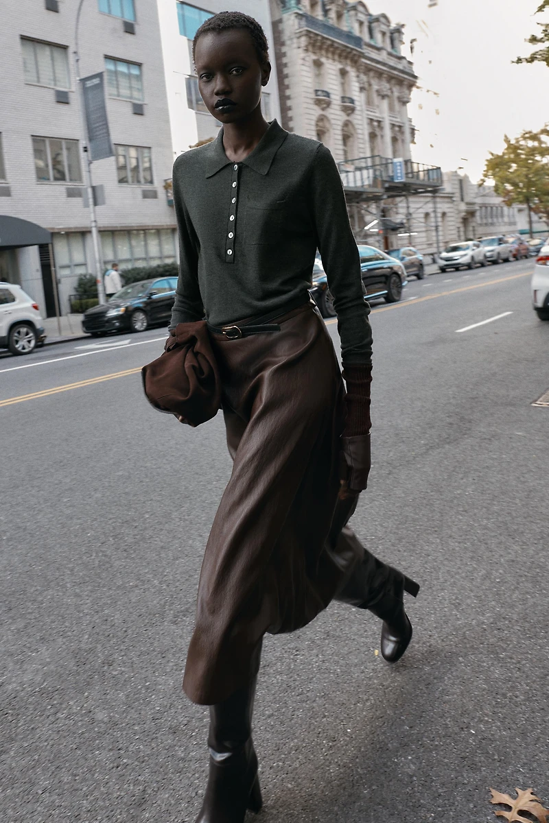 WOOL BLEND POLO SHIRT WITH POCKET