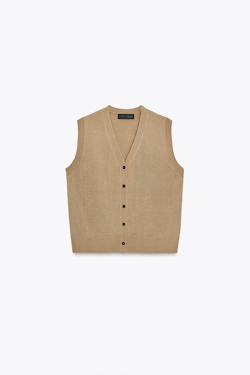 PLAIN KNIT VEST TOP