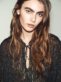 METALLIC THREAD PRINT BLOUSE