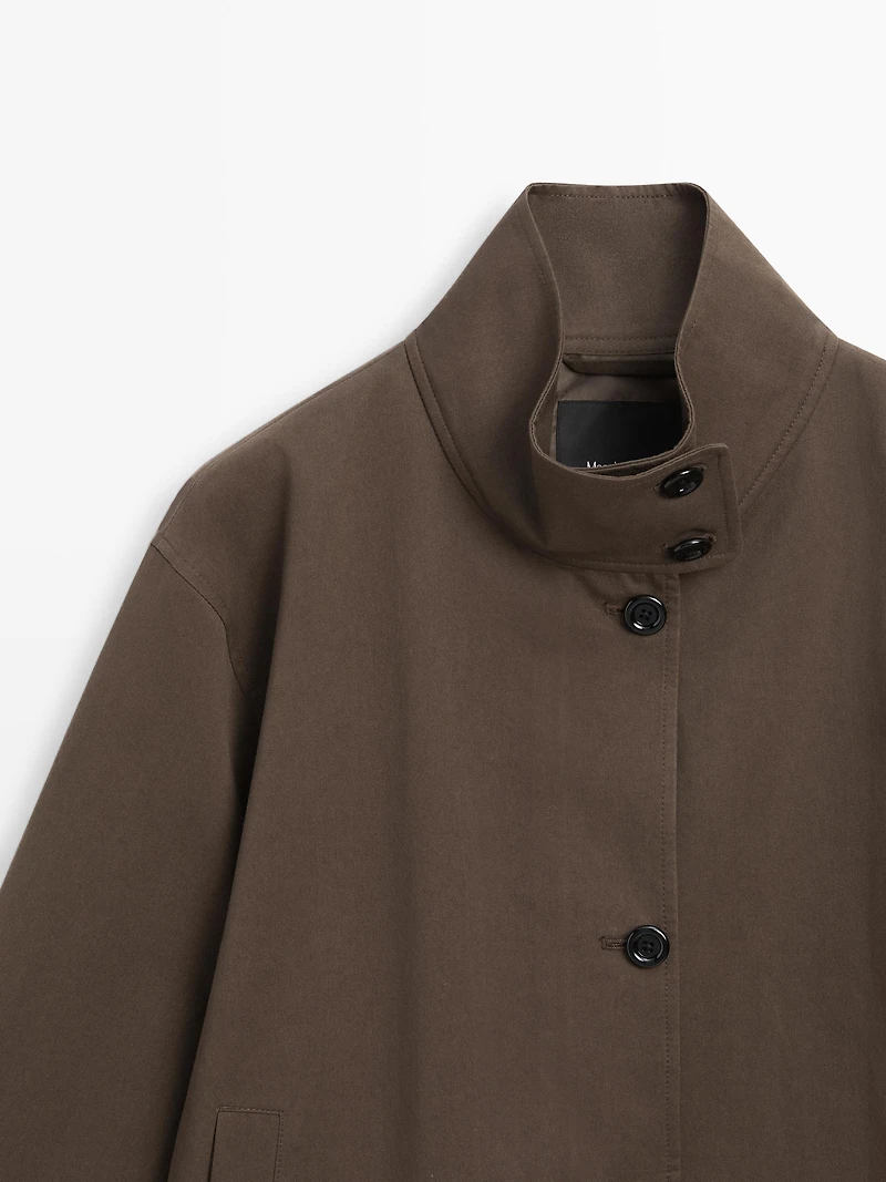 Mid-length trench coat with belt detail
