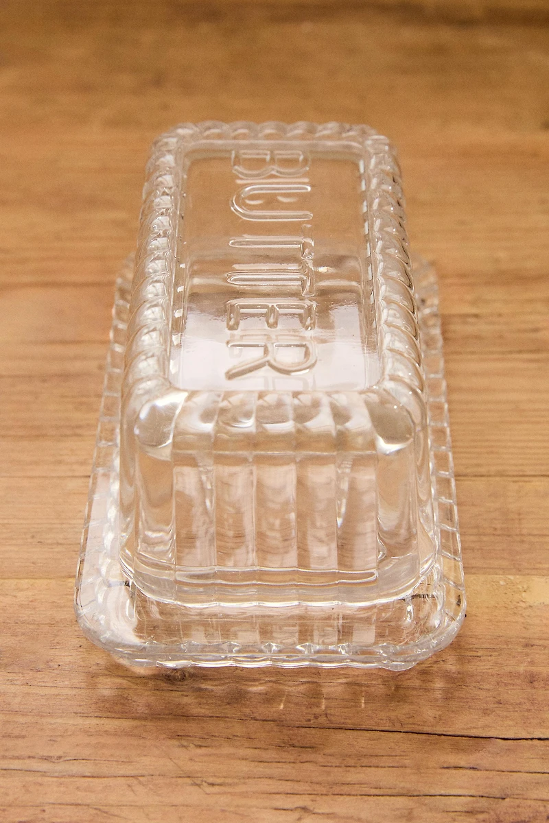 STRIPED GLASS BUTTER DISH