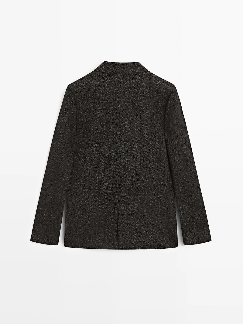 Herringbone wool blend blazer