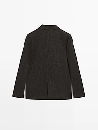 Herringbone wool blend blazer