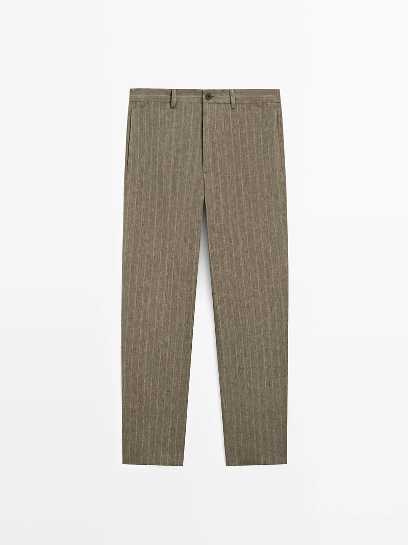 Striped linen trousers