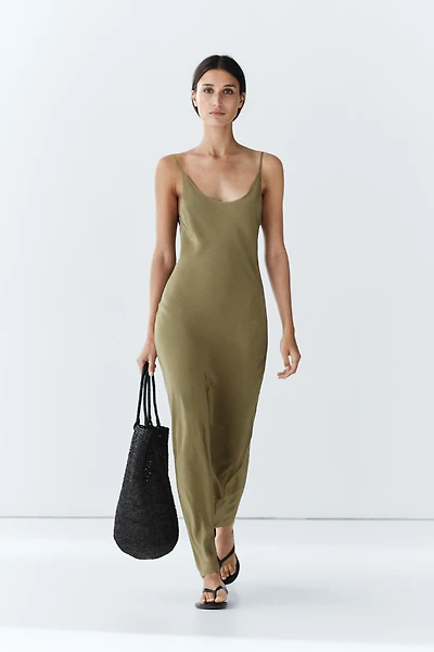 Spaghetti strap lingerie midi dress