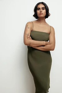 100% SILK STRAPPY MIDI DRESS