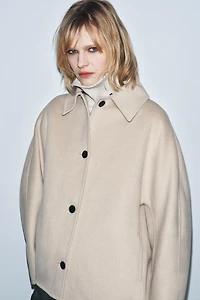 WOOL BLEND FAUX FUR COLLAR JACKET ZW COLLECTION