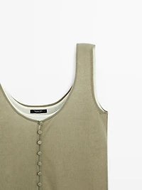 Layered knit top with buttons