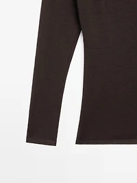 Draped wool blend top with batwing sleeves