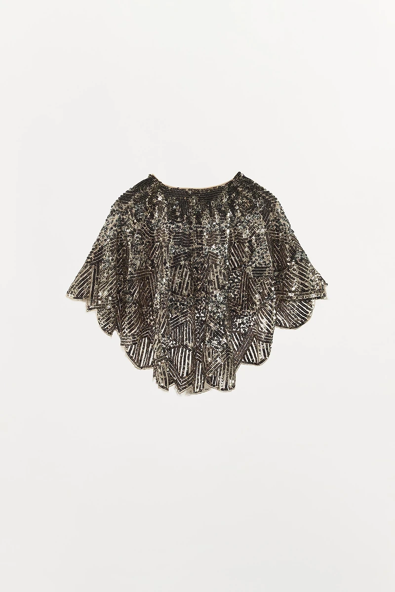 EMBROIDERED SEQUIN CAPE