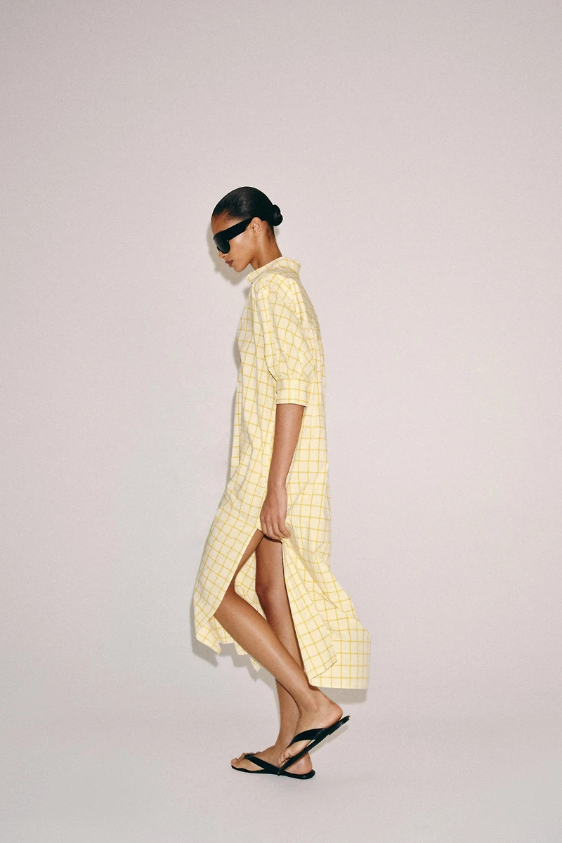 ZW COLLECTION CHECKED SHIRT DRESS