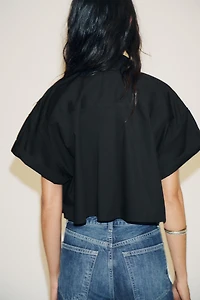 POPLIN CROP SHIRT