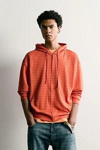 STRIPED HOODED SWEATSHIRT