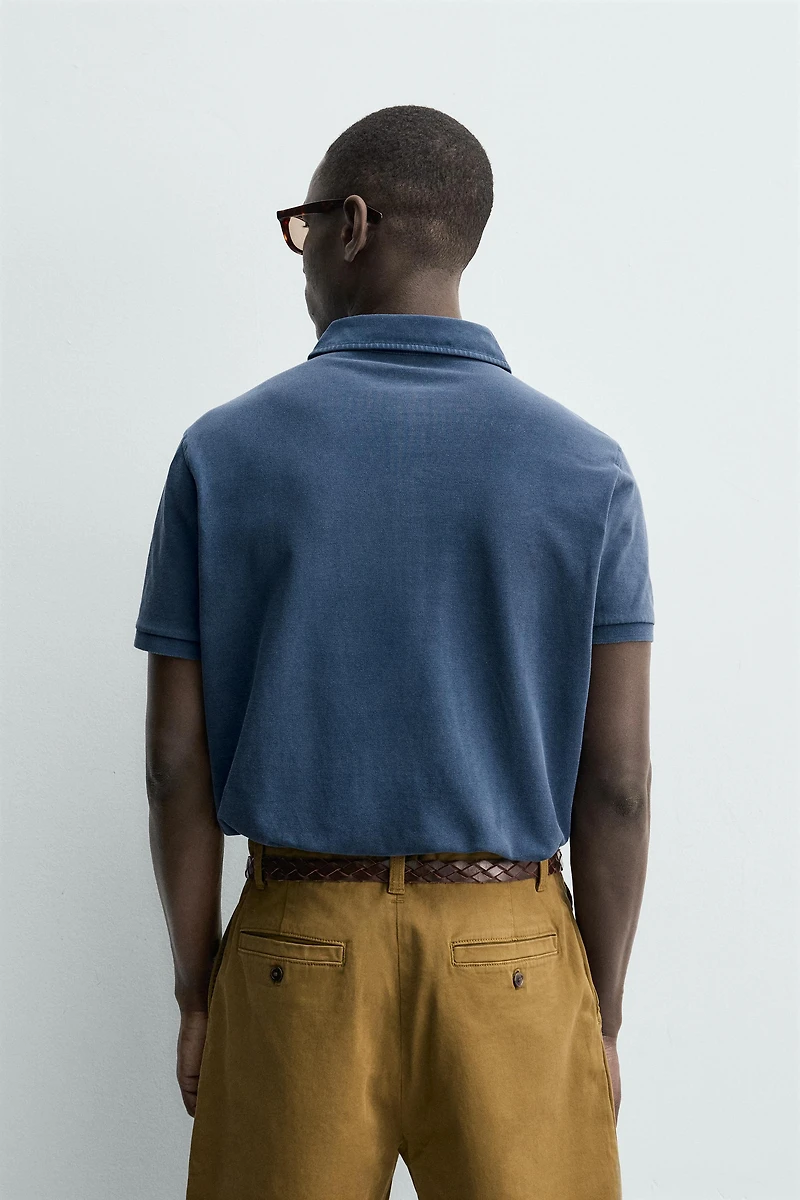 POLO EN PIQUÉ REGULAR FIT DÉLAVÉ