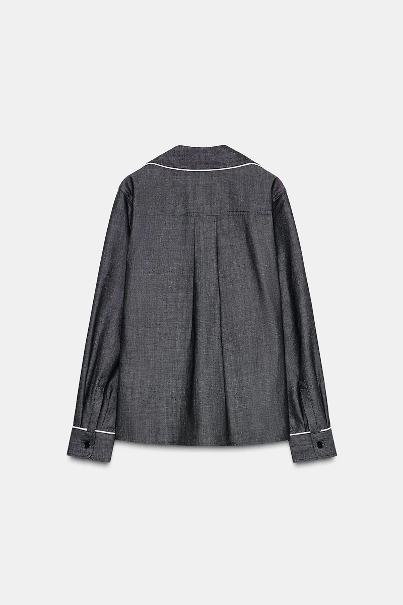 ZW COLLECTION DENIM SHIRT WITH PIPING