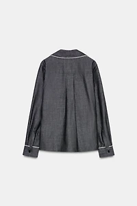 ZW COLLECTION DENIM SHIRT WITH PIPING