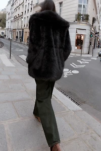 FAUX FUR COAT WITH BELT