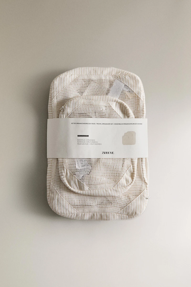 SET OF STRIPED TRAVEL ORGANIZERS (SET OF 3)