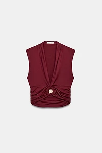 DRAPED POLYAMIDE TOP WITH HARDWARE