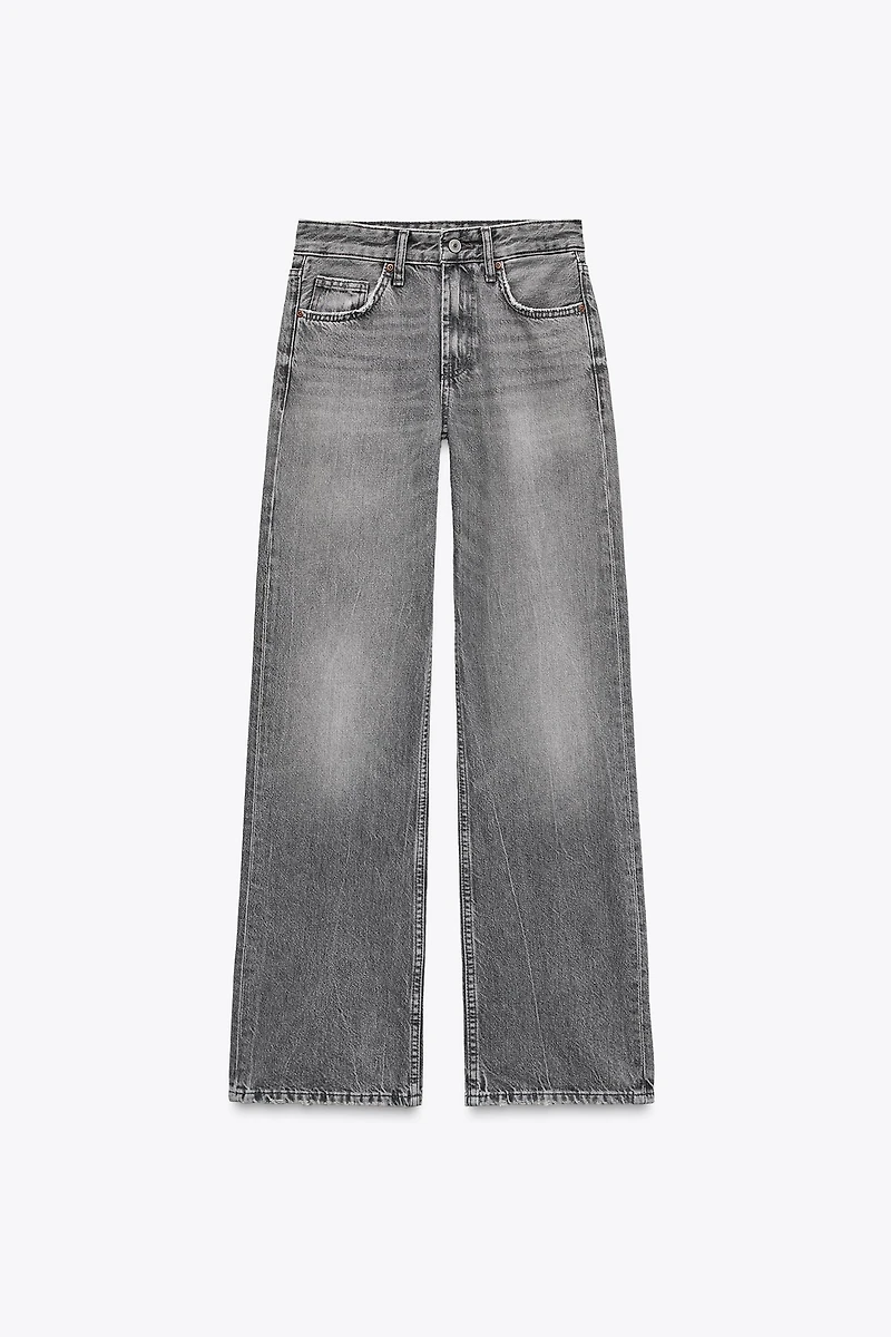 JEAN TRF COUPE LARGE À TAILLE MI-HAUTE LONG